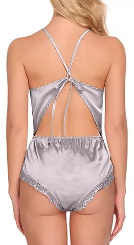 Macacão Feminino De Renda De Cetim Lingerie De Pelúcia Mac Parcelamento sem juros