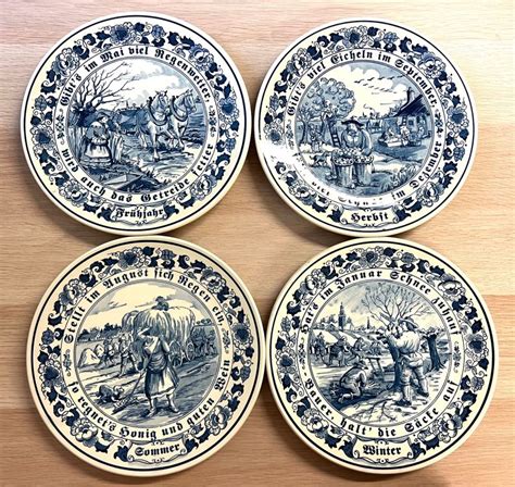 4 ROYAL GOEDEWAAGEN Blue Delft Wand Teller Jahreszeiten Kaufen Auf