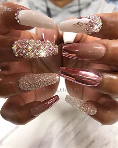 130 Elegant Rhinestones Coffin Nails Designs