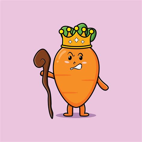 Cute Cartoon Carrot Mascot As Wise King 8974849 Vector Art At Vecteezy