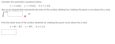 Solved Consider The Parametric Equations Below X T Chegg