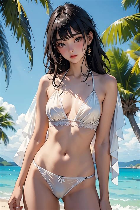 A Close Up Of A Woman In A Bikini On A Beach Seaart Ai