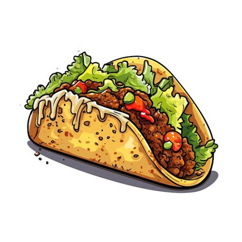 Ilustración de tacos de dibujos animados muy detallada con estilo de