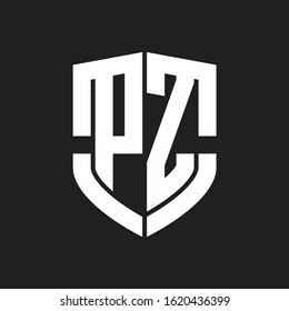 Pz Logo Monogram Emblem Shield Shape Stock Vector Royalty Free