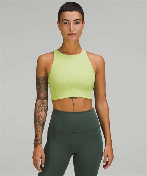 Lululemon Energy High Neck Longline Ribbed Luxtreme Bra Medium Support B D Cups Wasabi