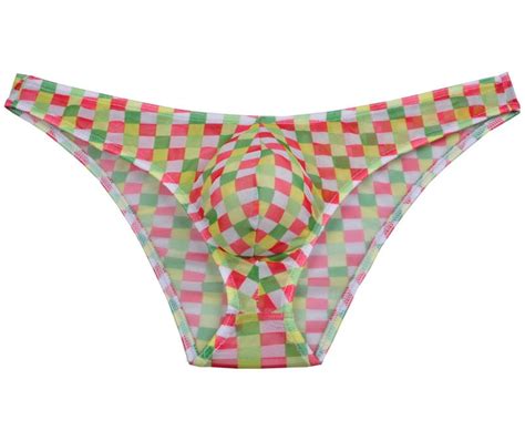 Colorful Checkered Mens Soft Pouch Bikini Briefs Underwear Mini Briefs Pants MU215