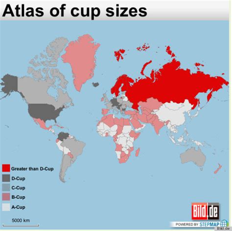 Boob Map Of The World Shows Biggest Boobs In The World, Breast Size By