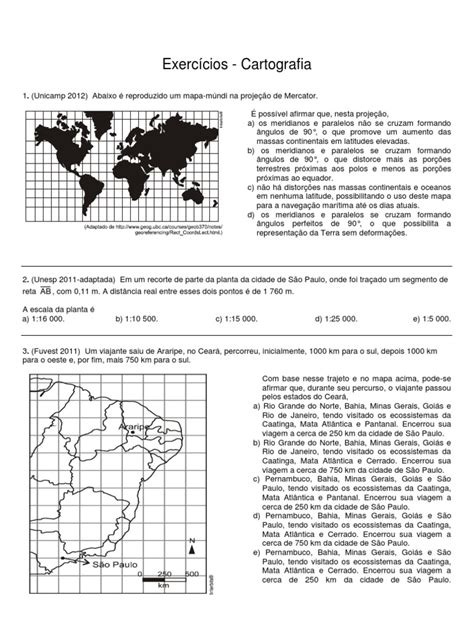 Exercicios De Cartografia - Lista De Exercícios Sobre Cartografia – OUCEBE