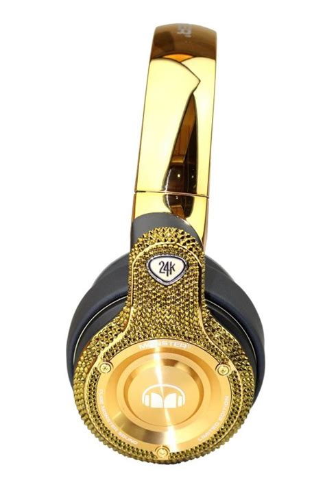 Diamond Cover Monster N Pulse Gold Crystallized Headset With Swarovski