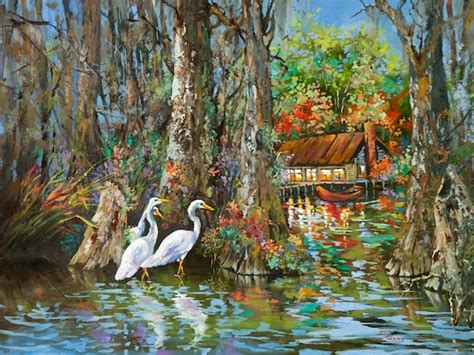 Louisiana Bayou Art Egrets Herons Louisiana Swamp and Bayou - Etsy