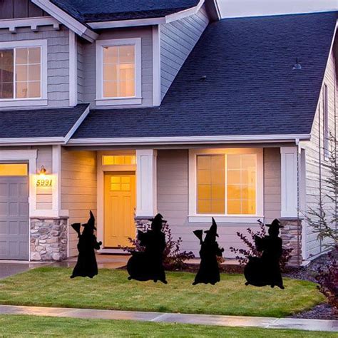 Black Witch Silhouettes 4pc Halloween Yard Art Yard Card Etsy Halloween Yard Art Witch