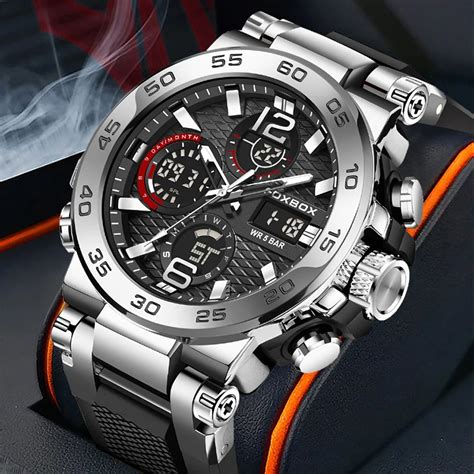 LIGE Dual Display Watch Men Fashion Military Waterproof Quartz Watches