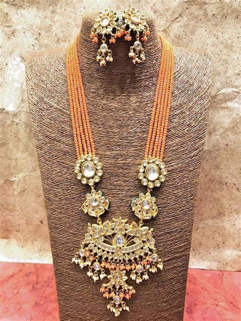 Long Kundan Necklace Set Gold Plated Bollywood Indian Bridal Fashion