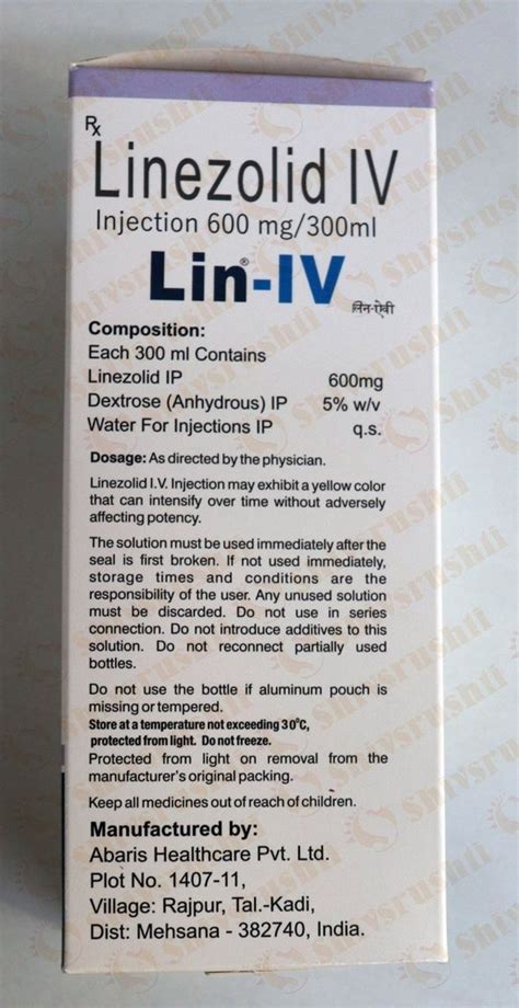 Lin IV Liquid Linezolid 600mg IV Injection Packaging Size 300 Ml At