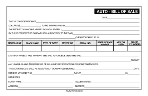 Free Bill Of Sale Templates Excel Pdf Formats