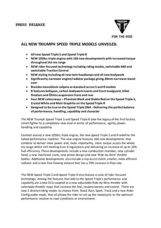 Triumph Speed Triple R And S Press Release Pdf