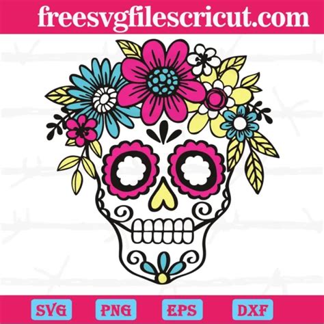 Floral Sugar Skull Svg Png Dxf Eps Cricut Files Free Svg Files For Cricut