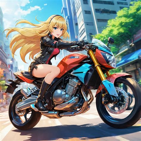 Blonde Woman On Motorcycle Stable Diffusion Online