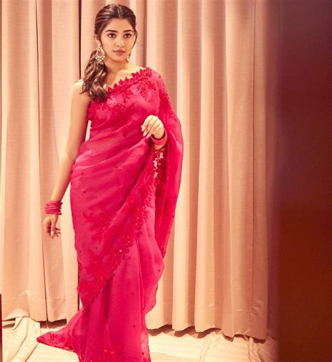 Krithi Shetty Hot Images Actress Krithi Shetty Looks Stunning In Red Saree Krithi Shetty Pics