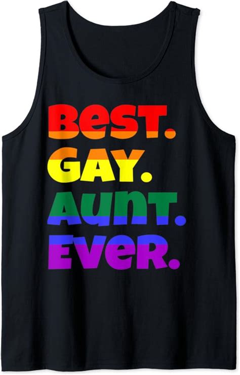 Amazon Best Gay Aunt Ever Lgbtq Gay Pride Flag Month Rainbow Shirt Tank Top Clothing