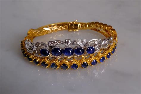 Vintage Blue Sapphire Bracelet 18k Chinese | Gem Gardener