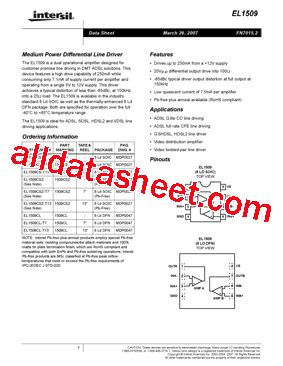 El Datasheet Pdf Intersil Corporation