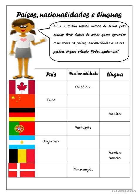 Pa Ses Nacionalidades E L Ngua English Esl Worksheets Pdf Doc