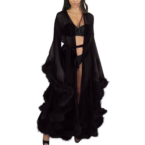 Wendunide Lingerie For Women Women Fashion Sexy Tulle Robe Long Lingerie Nightgown Bathrobe