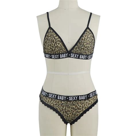 Chaude Grande Taille Femmes Sexy L Opard Lingerie Ensemble Lettre Push Up Soutien Gorge G