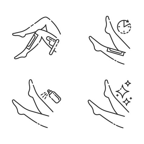 Leg Waxing Linear Icons Set Shin Hair Removal With Natural Cold Hot Wax Process Female Body