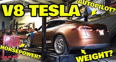 V8-Powered Tesla Model S Has 444 HP And Is 1,400 Lbs Lighter Than Stock | Carscoops