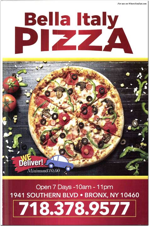 Bella Italy Pizza Restaurant In The Bronx Menus And Photos