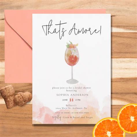 Watercolor That S Amore Spritz Bridal Shower Invitation Zazzle