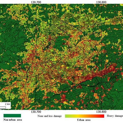 The Damage Assessment Map Produced By The Multi Temporal Sentinel 1a