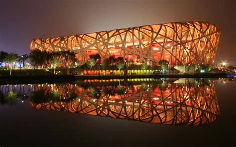 Beijing National Stadium Is Reflected In The Water Prc Wallpapers And