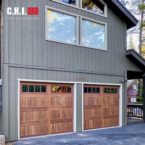 Stamped Carriage House Garage Door In Faux Wood Accents Woodtones