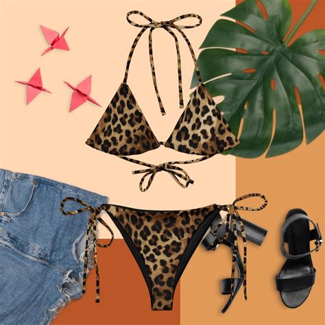 Leopard Print String Bikini Leopard Print Beach Ware Swimsuits For Women Summer Bikini Etsy