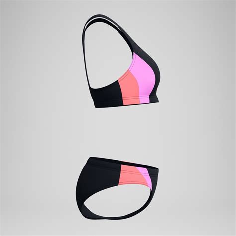 Women S Colourblock Splice Bikini Black Pink