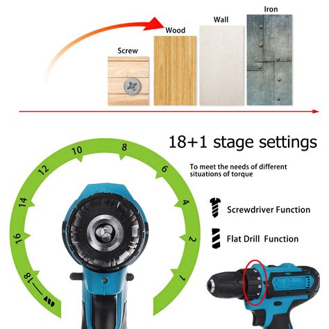 V Speed Power Drills Drilling Tool Rechargeable Cordless Electric