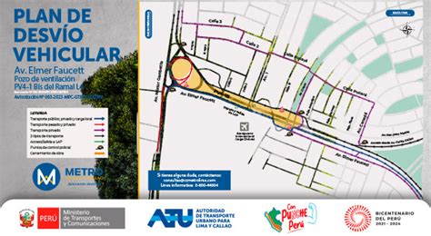 Línea 2 del Metro de Lima y Callao Anuncian plan de desvío vehicular