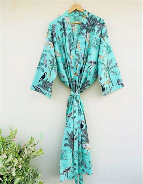 Women Summer Cotton Fancy Nightwear Long Kimono Robe Bikini Coverup