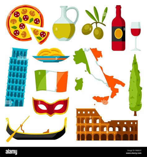 Iconos De Italia S Mbolos Y Objetos Italiano Imagen Vector De Stock