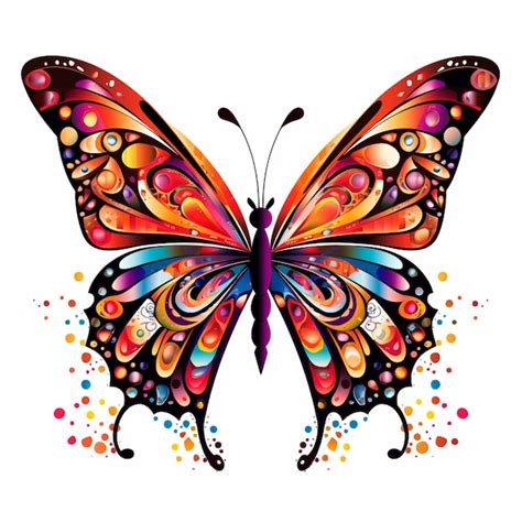 Premium Photo Brightly Colored Butterfly With Bubbles And Dots On