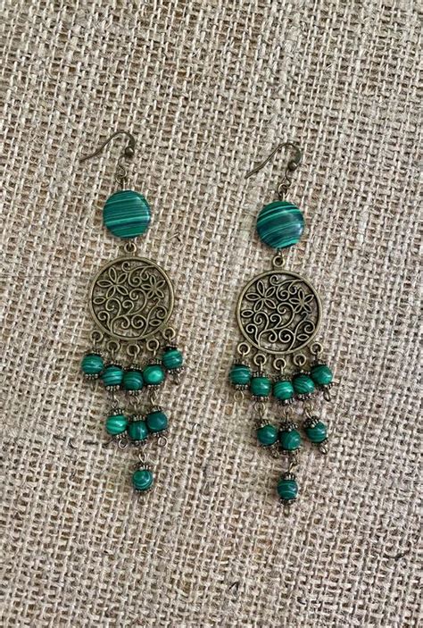 Сережки з малахітом — цена 350 грн в каталоге Серьги Купить аксессуары ...