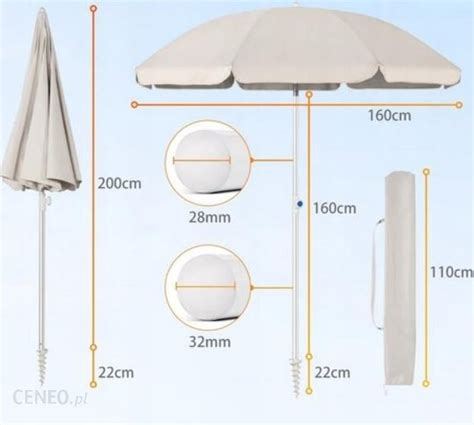 Parasol ogrodowy Sekey Parasol Ogrodowy Plażowy Balkonowy 160Cm