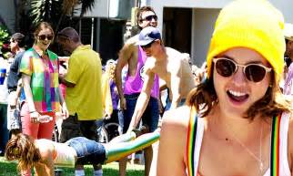 Leighton Meester Goes Incognito In Funky And Colourful Ensemble To Film Gay Pride Scene For Life