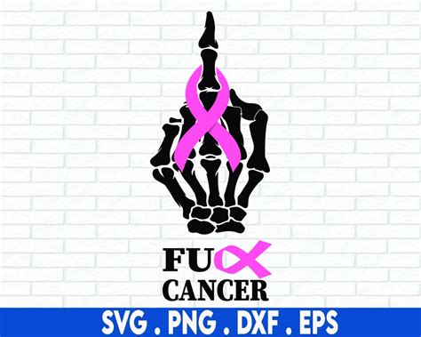 Breast Cancer SVG Middle Finger SVG Fuck Cancer SVG Funny Cancer Awareness Ribbon Png
