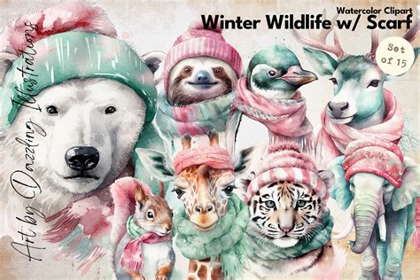 Watercolor Wildlife Winter Animals Graphic by Dazzling Illustrations ...