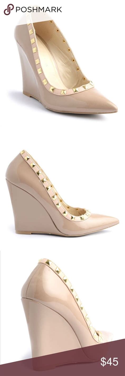 Stylish Nude Pointed Toe Wedge Heels