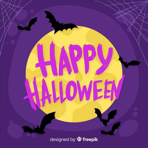 Feliz Halloween Letras En Una Noche De Luna Llena Vector Gratis